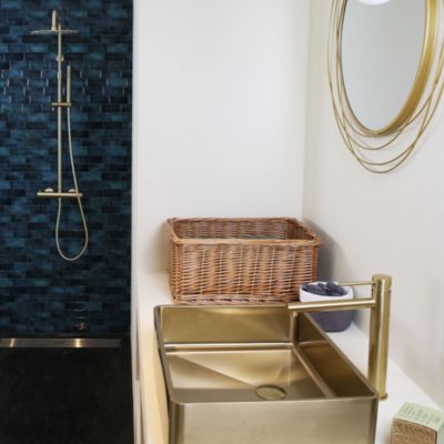 Colonne de douche thermostatique, doré, Essebagno Luisa 250