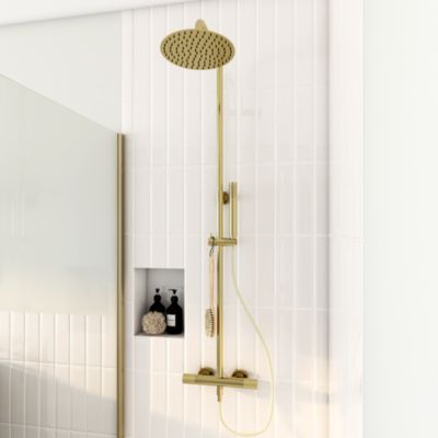 Colonne de douche thermostatique, doré, GoodHome Owens