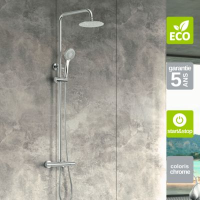 Colonne de Douche Thermostatique Economie d'Eau Chrome IMEX ECO-KENT BTK017-ECO