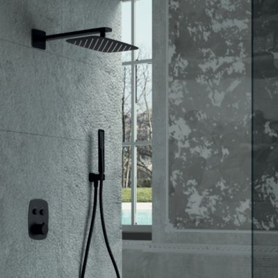 Colonne de Douche Thermostatique Encastrée anti-calcaire Noir Mat IMEX HIDRA GPH035/NG