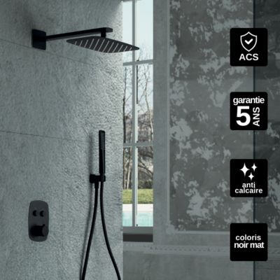 Colonne de Douche Thermostatique Encastrée anti-calcaire Noir Mat IMEX HIDRA GPH035/NG