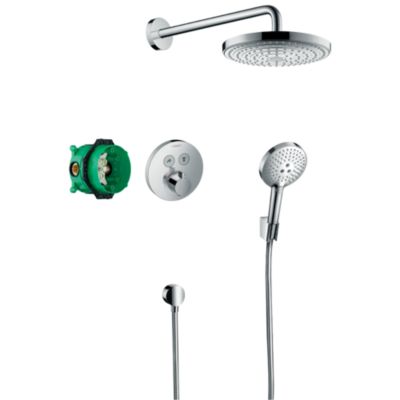 Colonne de douche thermostatique encastrée HANSGROHE ShowerSelect S chromé + douche de tête HASNGROHE Raindance Select S