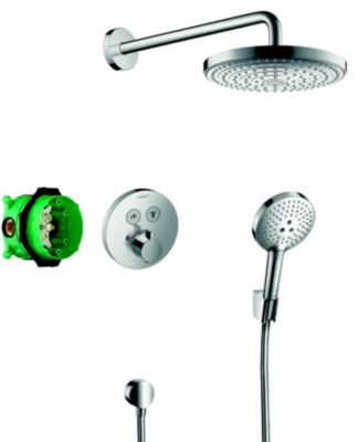 Colonne de douche thermostatique encastrée HANSGROHE ShowerSelect S chromé + douche de tête HASNGROHE Raindance Select S