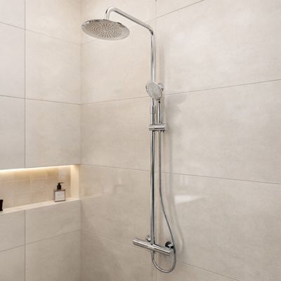 Colonne de douche Thermostatique finition Chrome 133x26x52 cm - MOLLY ...