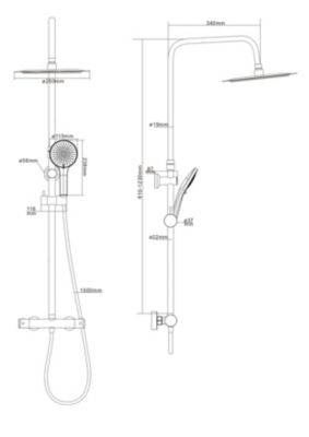 Colonne de douche thermostatique graphite mat, Edouard Rousseau Ars