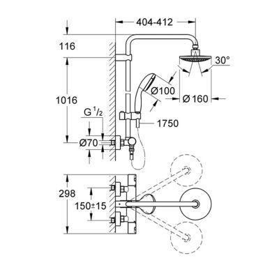 Colonne de douche thermostatique Grohe Vitalio Star System 160
