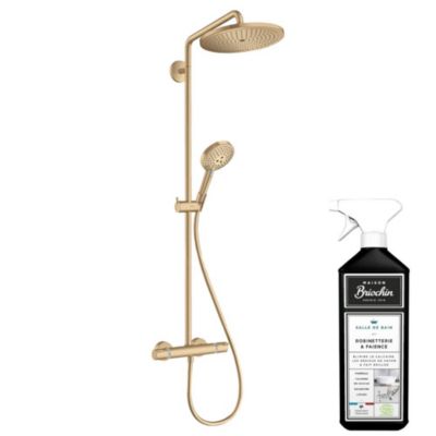 Colonne de douche thermostatique HANSGROHE Croma Select S 280 Bronze brossée + nettoyant Briochin