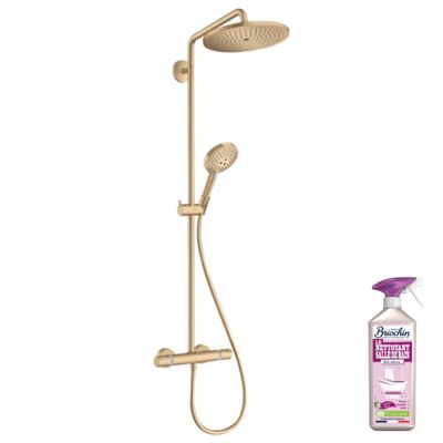 Colonne de douche thermostatique HANSGROHE Croma Select S 280 Bronze brossée + nettoyant Briochin