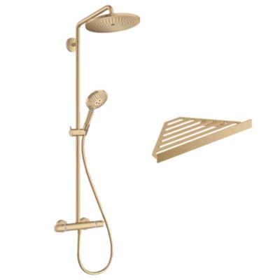 Colonne de douche thermostatique HANSGROHE Croma Select S 280 bronze brossé + tablette AddStoris