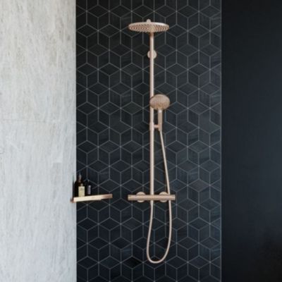 Colonne de douche thermostatique HANSGROHE Croma Select S 280 bronze brossé + tablette AddStoris