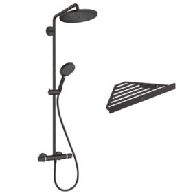 Colonne de douche thermostatique HANSGROHE Croma Select S 280 noir mat + tablette AddStoris