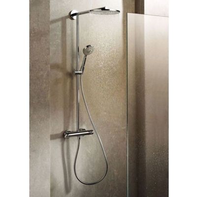 Colonne de douche thermostatique HANSGROHE Raindance S 300 chromé + tablette AddStoris