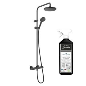 Colonne de douche thermostatique HANSGROHE Vernis Blend 2 jets noir mat + nettoyant Briochin