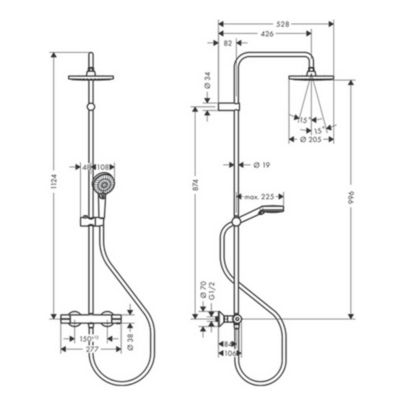 Colonne de douche thermostatique HANSGROHE Vernis Blend 200 EcoSmart chromée + nettoyant Briochin