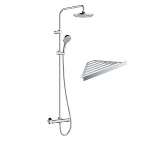 Colonne de douche thermostatique HANSGROHE Vernis Blend 200 EcoSmart chromé + tablette AddStoris