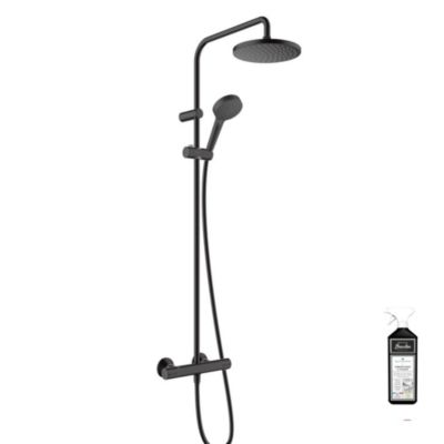 Colonne de douche thermostatique HANSGROHE Vernis Blend 200 EcoSmart noir mat + nettoyant Briochin