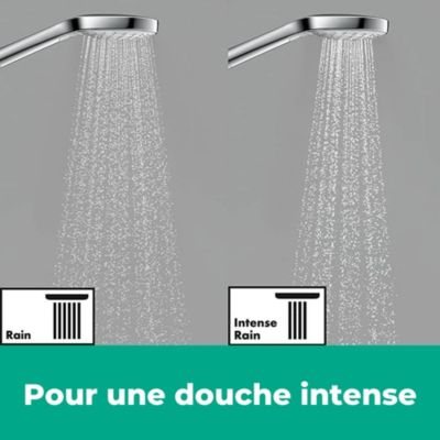 Colonne de douche thermostatique HANSGROHE Vernis Blend 200 noir mat + tablette AddStoris