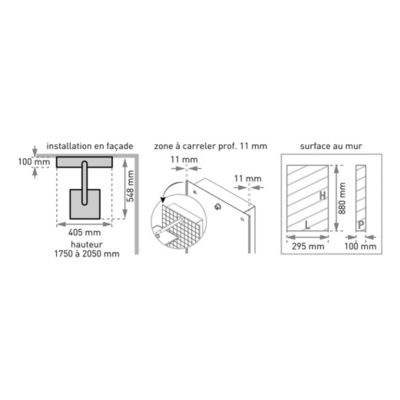 Colonne de douche thermostatique hydromassante mini prête à carreler, en aluminium anodisé, Valentin Batidouche