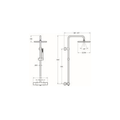 Colonne de douche thermostatique JACOB DELAFON Brigitte chromé