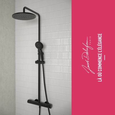 Colonne de douche thermostatique JACOB DELAFON Juliette noir mat + tablette de douche