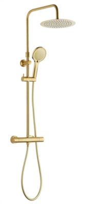 Colonne de douche thermostatique laiton brossé, Edouard Rousseau Ars