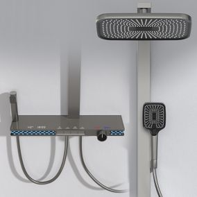 Colonne de douche thermostatique led gun métal, Vitozi