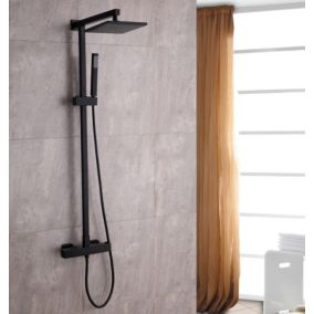 Colonne de douche thermostatique murale laiton sans tête de douche, Noir mat, 110x15cm, SEDAL 8921B Sans tête (de douche)