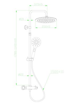 Colonne de douche thermostatique, noir, Essebagno Kissy