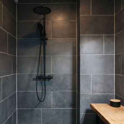 Colonne de douche thermostatique, noir, Essebagno Kissy