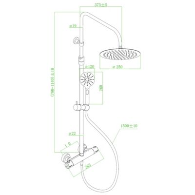 Colonne de douche thermostatique noir Essebagno Luisa