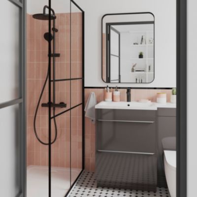 Colonne de douche thermostatique noir mat GoodHome Cavally
