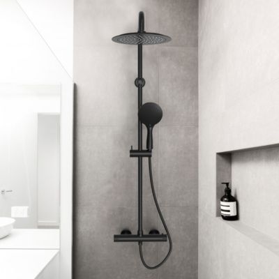 Colonne de douche thermostatique noire mate Essebagno Essegoia