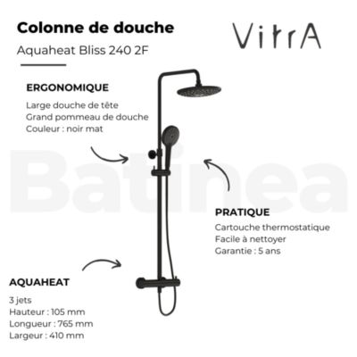 Colonne de douche VITRA Aquaheat Bliss 240 noir mat