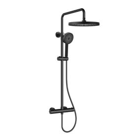 Colonne de douche XXL 250 avec mitigeur thermostatique, Douchette 3 jets, noir mat (SATSSTKEC)