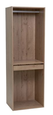 Colonne de dressing en bois avec penderie et tiroir en bois coloris bois Naturel - Longueur 60  x Profondeur 45 x Hauteur 180  cm