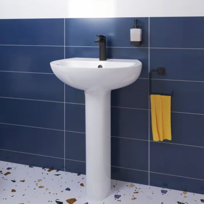 Colonne de lavabo en céramique blanc brillant l.17,3 x H.67,9 x P.16,9 cm Tasi GoodHome
