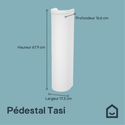 Colonne de lavabo en céramique blanc brillant l.17,3 x H.67,9 x P.16,9 cm Tasi GoodHome