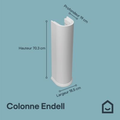 Colonne de lavabo en céramique blanche blanche l.21 x H.70,3 x P.18,5 cm, GoodHome Endell