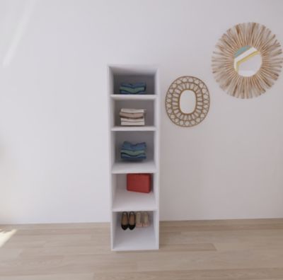 Colonne de rangement blanche 4 tablettes GoodHome Atomia H. 187,5 x L. 50 x P. 58 cm