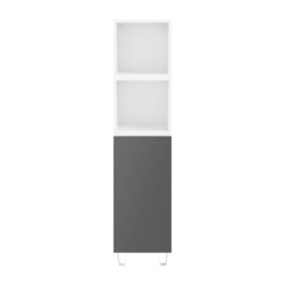 Colonne de rangement blanche sur pieds avec porte anthracite mat GoodHome Atomia H. 161 x L. 37,5 x P. 35 cm