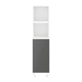Colonne de rangement blanche sur pieds avec porte anthracite mat GoodHome Atomia H. 161 x L. 37,5 x P. 35 cm