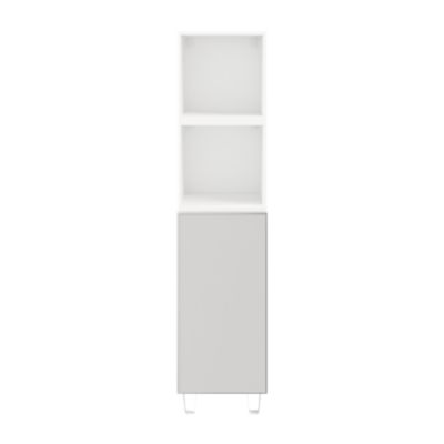Cube rangement blanc avec porte effet chêne GoodHome Atomia H. 37,5 x L.  37,5 x P. 37 cm