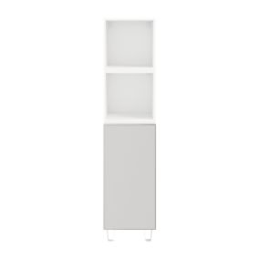 Colonne de rangement blanche sur pieds avec porte grise claire mate GoodHome Atomia H. 161 x L. 37,5 x P. 35 cm