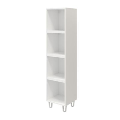 Colonne de rangement blanche sur pieds avec tiroirs et porte anthracite brillant GoodHome Atomia H. 161 x L. 37,5 x P. 35 cm