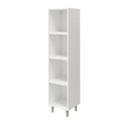 Colonne de rangement blanche sur pieds avec tiroirs et porte effet chêne GoodHome Atomia H. 161 x L. 37,5 x P. 35 cm