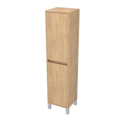 Colonne de rangement Chêne Clair sur Pieds - Hauteur 160 cm - 2 Portes - XENOS