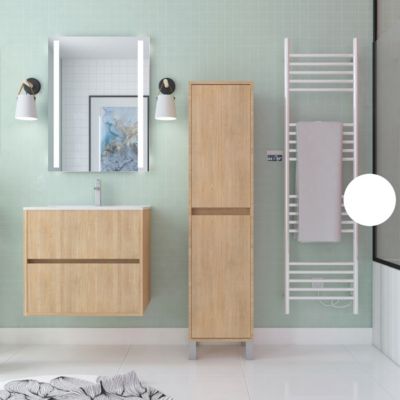 Colonne de rangement Chêne Clair sur Pieds - Hauteur 160 cm - 2 Portes - XENOS