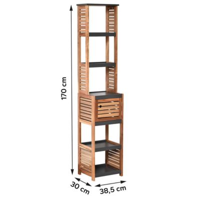 Colonne de rangement - Tendance - 1 porte en acacia - Contemporain - Design - Salle de bain