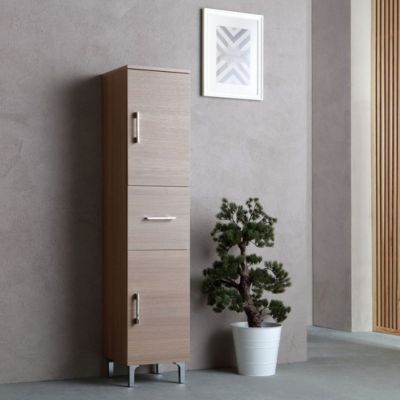 Colonne De Salle De Bain 150Cm 2 Portes Et 1 Tiroir Chêne Naturel Avec Pieds Rimini