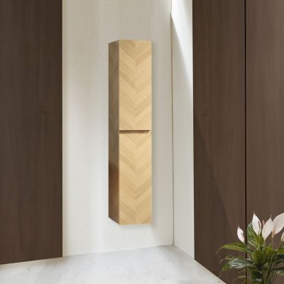 Colonne de salle de bain 160 cm chevron aspect chêne Aquapunto